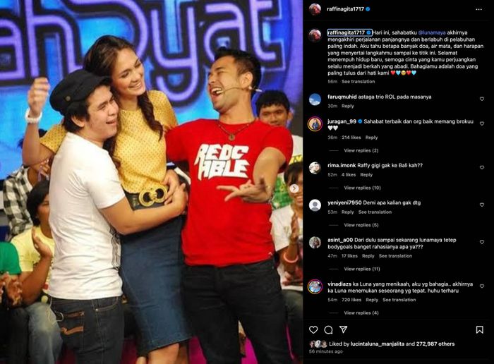 Luna Maya menjadi host acara musik Dahsyat bareng Raffi Ahmad dan almarhum Olga Syahputra.