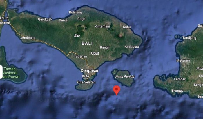 Lokasi ditembaknya USAT Liberty oleh kapal selam Jepang I-66.