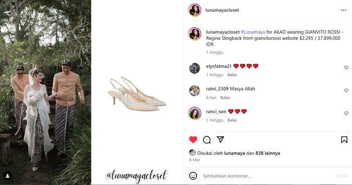 Sepatu mewah Luna Maya saat akad nikah