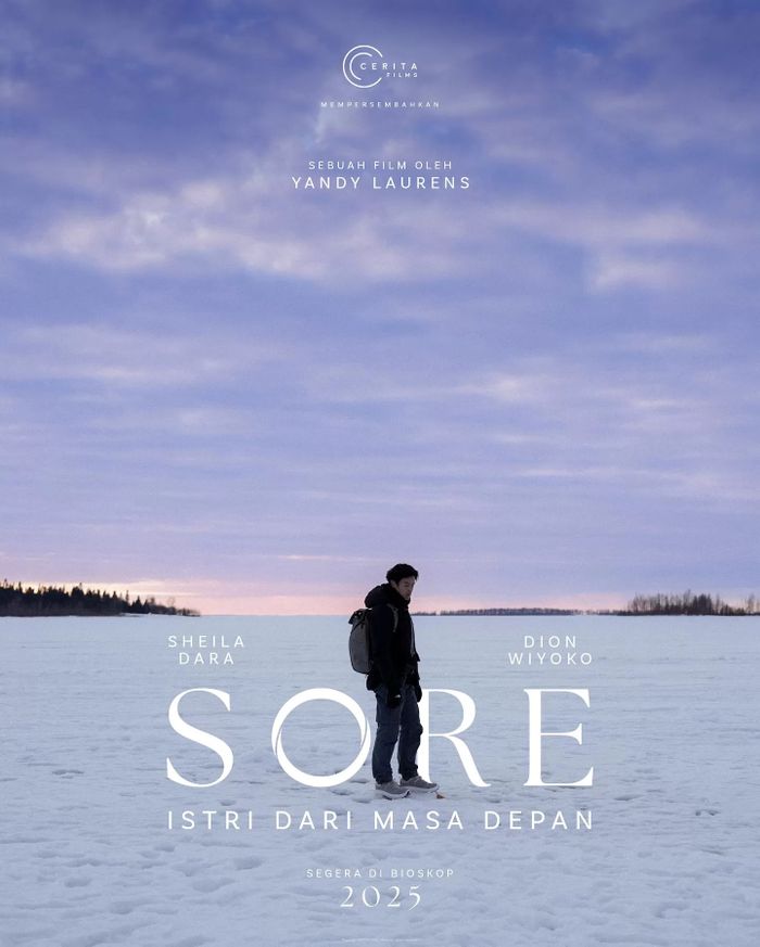 Official poster Sore Istri dari Masa Depan yang menyuguhkan pemandangan Finlandia.