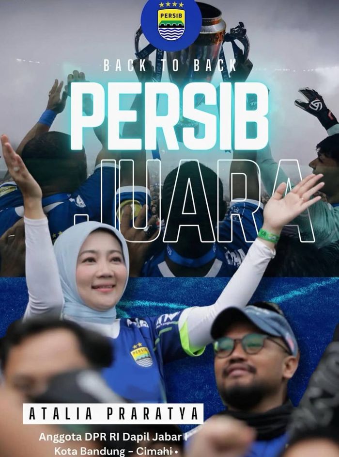 Atalia mengunggah beberapa foto dan video untuk ikut merayakan kemenangan Persib.