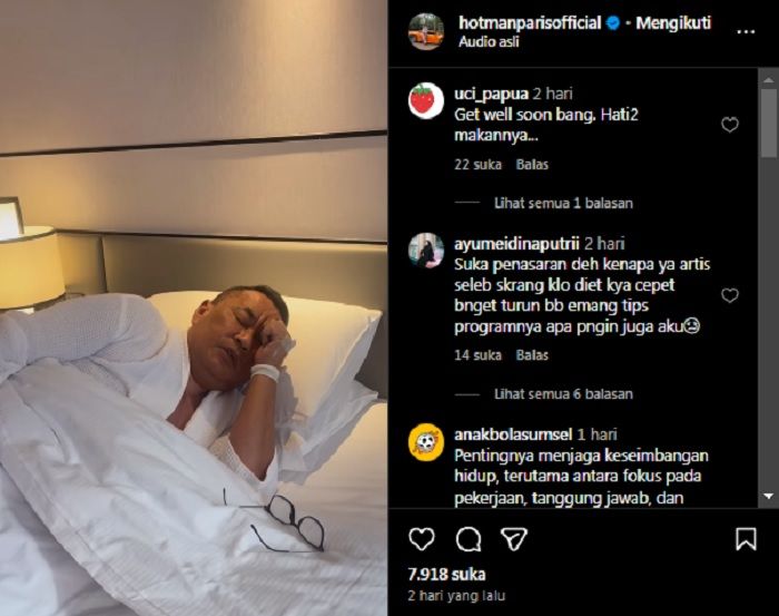 Diduga Hotman Paris keracunan makanan. Sang pengacara ungkap kronologinya.