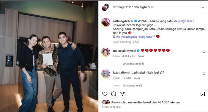 Raffi Ahmad bagikan foto dengan Al Ghazali dan Alyssa Daguise.