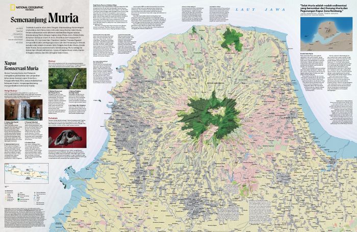 Peta Semenanjung Muria, riwayat geologi, kawasan lestari, wisata ziarah dan potensi ekowisata.