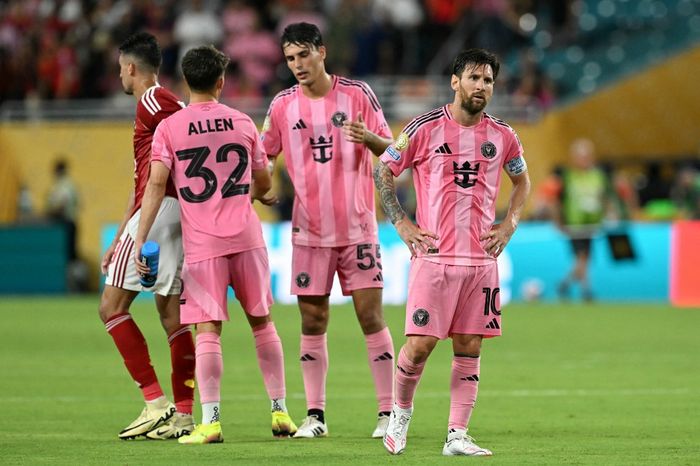 Tampak raut wajah kecewa dari Lionel Messi saat Inter Miami nyaris kalah dari Al Ahly pada laga pertama Piala Dunia Klub 2025 usai bermain seri 0-0.