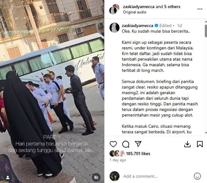 Kronologi Zaskia Adya Mecca dikepung 20 intel dan polisi Mesir gegara ikut Long March to Gaza