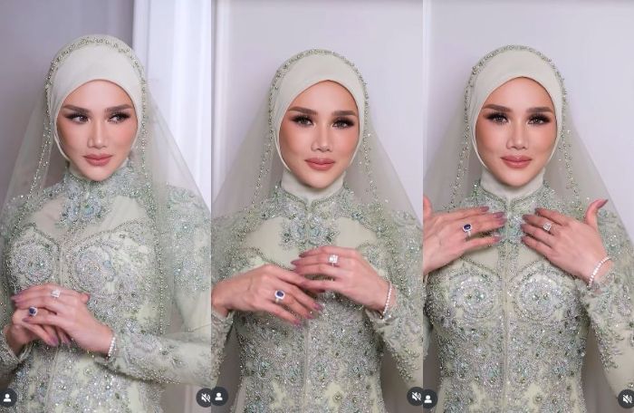 Tak kalah dari Maia Estianty, Mulan Jameela tampil glamor pakai berlian biru di akad nikah Al Ghazali!