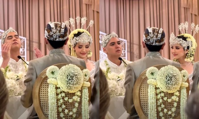 Al Ghazali menangis sesaat setelah ijab kabulnya dengan Alyssa Daguise dinyatakan sah