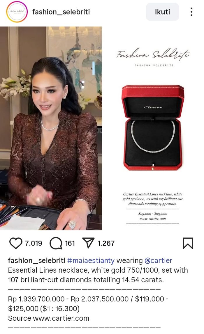 Harga kalung mewah yang dikenakan Maia Estianty capai miliaran rupiah.