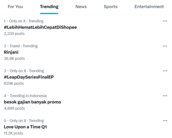 Iklan Shopee berhasil masuk daftar trending di X