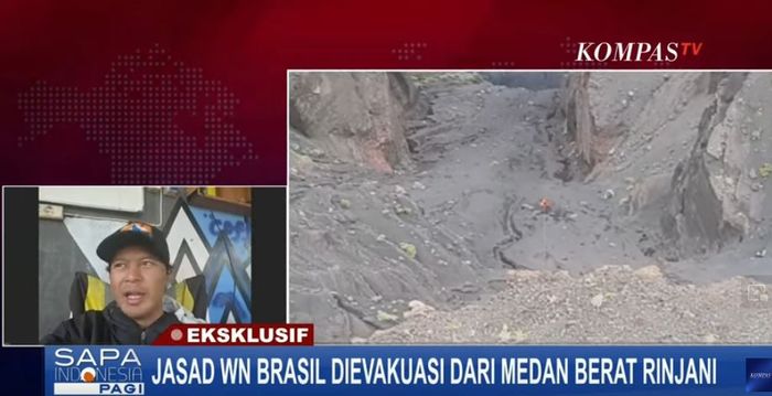 Herna Hadi Prasetyo menceritakan proses evakuasi Juliana Marins saat wawancara daring dengan Kompas TV.