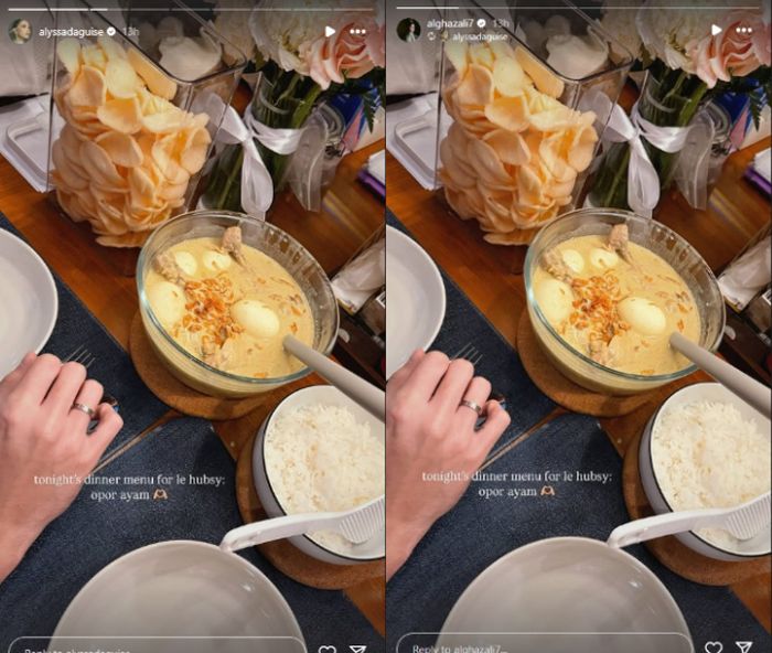 Alyssa Daguise bagikan menu makan malam yang ia sajikan untuk Al Ghazali.