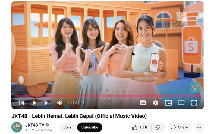 Cuplikan MV di channel YouTube JKT48