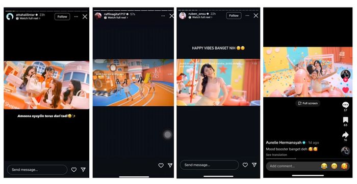 Sejumlah selebritas ikut memposting ulang MV JKT48 x Shopee
