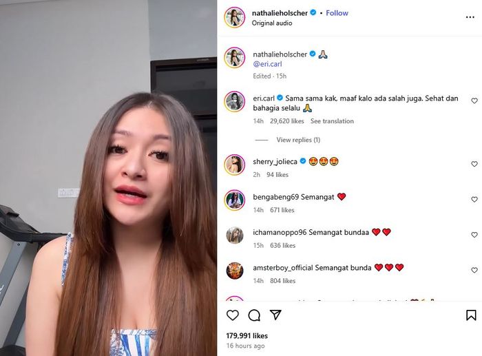 Nathalie Hoslcher minta maaf ke Erika Carlina