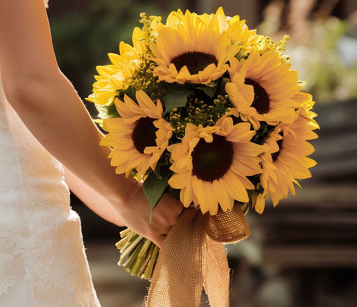 Bunga matahari sebagai buket bunga pernikahan.