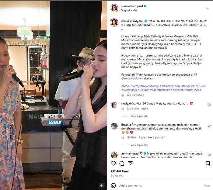 Maia Estianty duet bareng Syifa Hadju.