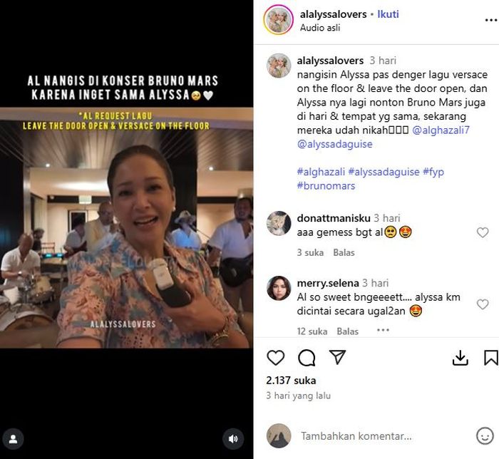 Maia Estianty sebut Al Ghazali nangis di konser Bruno Mars gegara Alyssa Daguise