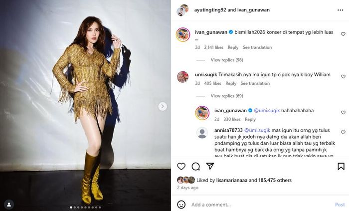 Ivan Gunawan tanggapi aksi Ayu Ting Ting cium Boy William