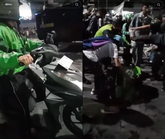 Mobil Brimob menabrak dan melindas seorang driver ojol.