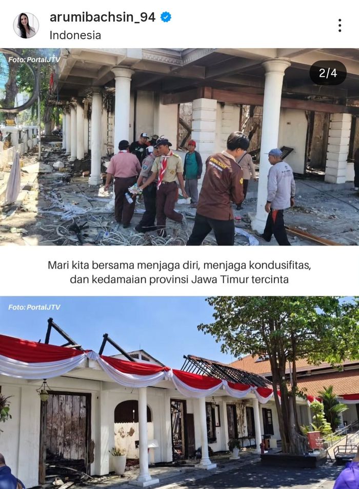 Kondisi gedung usai dibakar.