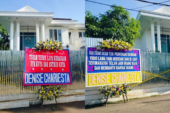 Karangan bunga Denise Chariesta untuk Uya Kuya.