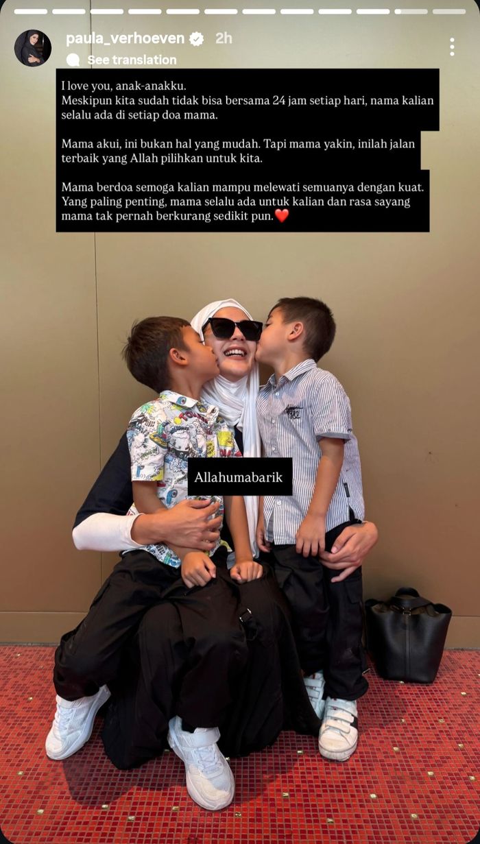 Paula Verhoeven tulis pesan haru untuk kedua anaknya.