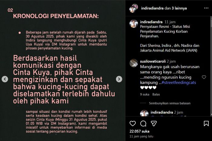 Kronologi Sherina Munaf selamatkan kucing Uya Kuya hingga berujung diperiksa polisi,  ternyata sudah izin Cinta Kuya.