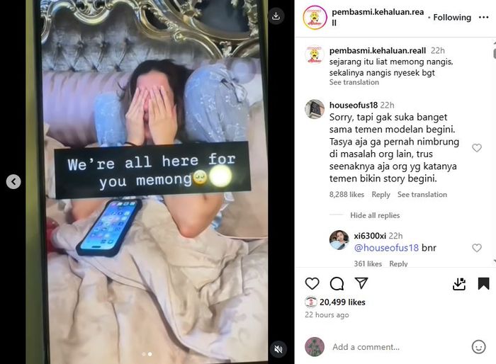 Beredar video Tasya Farasya nangis sesenggukan usai gugat cerai suaminya, Ahmad Assegaf, netizen justru salahkan Rachel Vennya. 