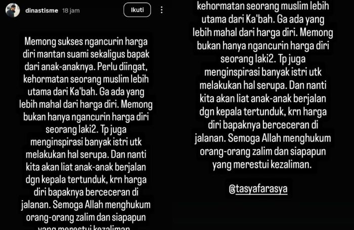 Sahabat Ahmad Assegaf sindir Tasya Farasya yang tuntut nafkah 100 perak ke suami, singgung soal rusaknya harga diri!