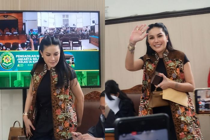 Nikita Mirzani pakai batik saat sidang di Pengadilan Negeri Jakarta Selatan, Kamis (2/10/2025). 