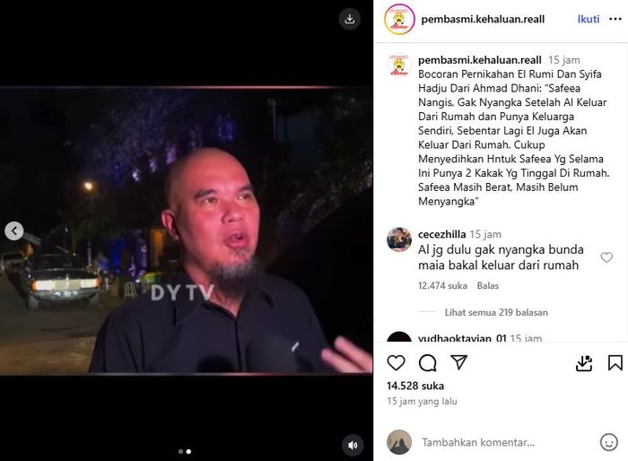Ahmad Dhani sebut pernikahan El Rumi dan Syifa Hadju bakal digelar tahun ini