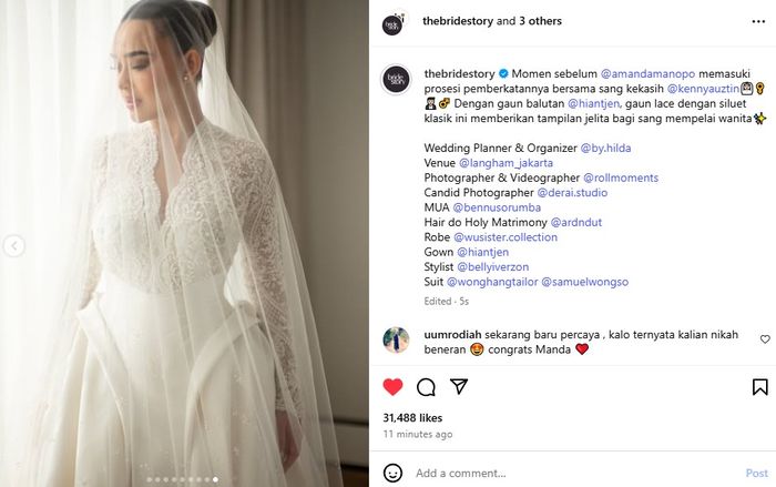 Gaun pernikahan Amanda Manopo