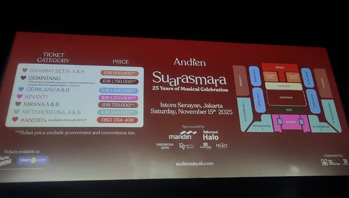 Pricelist tiket konser Andien Suarasmara 