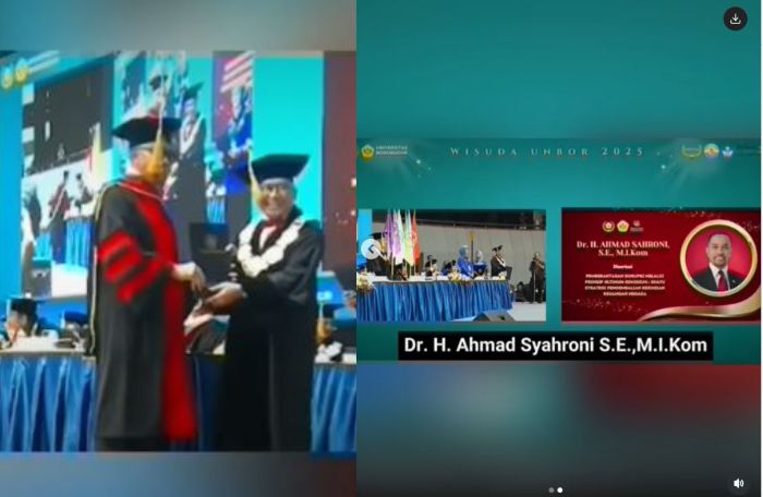 Mantan Wakil Ketua Komisi III DPR RI, Ahmad Sahroni muncul ke publik ikuti acara wisuda s3 Doktor Ilmu Hukum, judul disertasinya malah jadi sorotan!