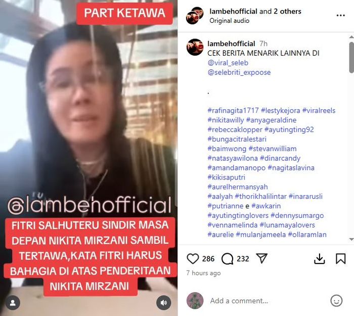 Fitri Salhuteru ngakak dengar Nikita Mirzani dituntut 11 tahun penjara, ia pun menyindir masa depan mantan sahabatnya tersebut.