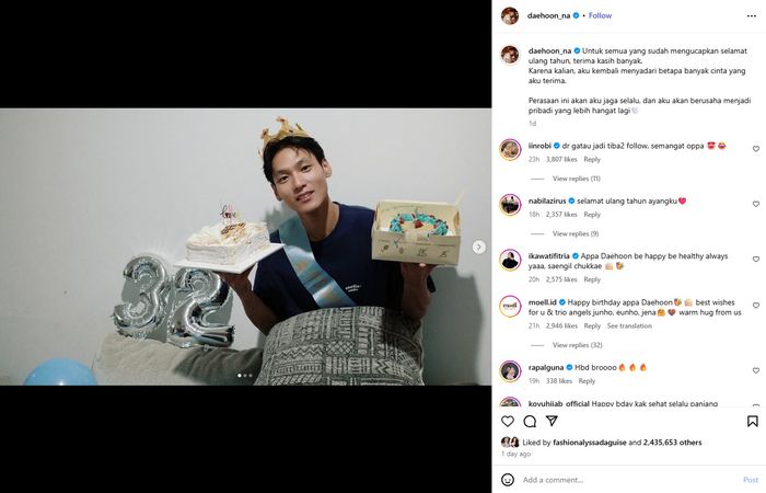 Na Daehoon rayakan ulang tahun ke-32 tanpa kehadiran Jule.