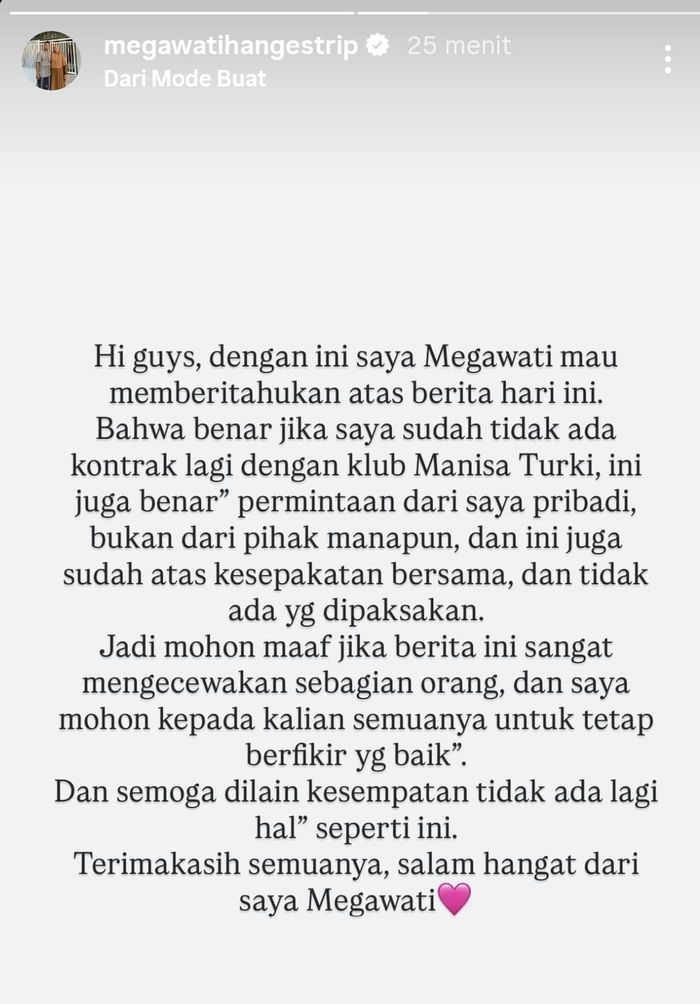 Pernyataan Megawati Hangestri Pertiwi usai akhiri kontrak bersama Manisa Buyuksehir Belediyespor Kulubu
