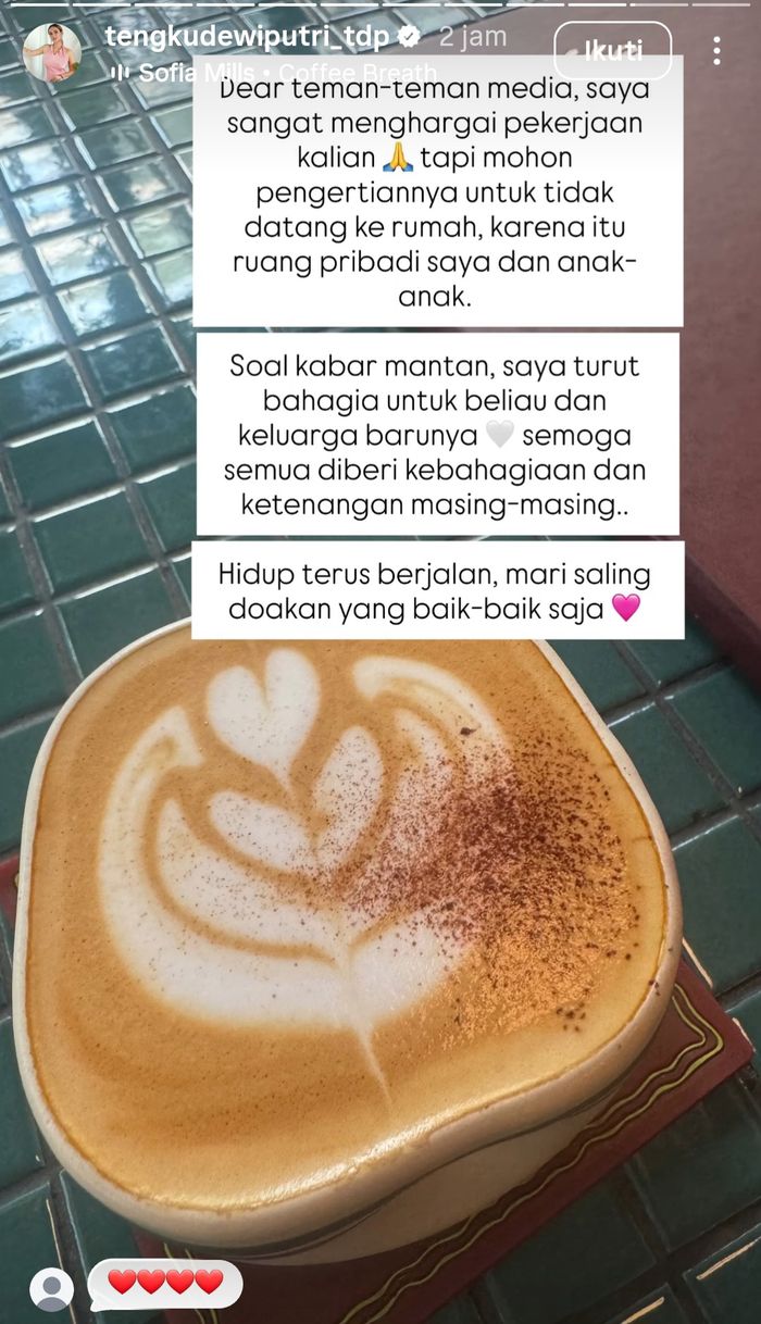 Unggahan Tengku Dewi Putri usai muncul unggahan pernikahan Andrew Andika.