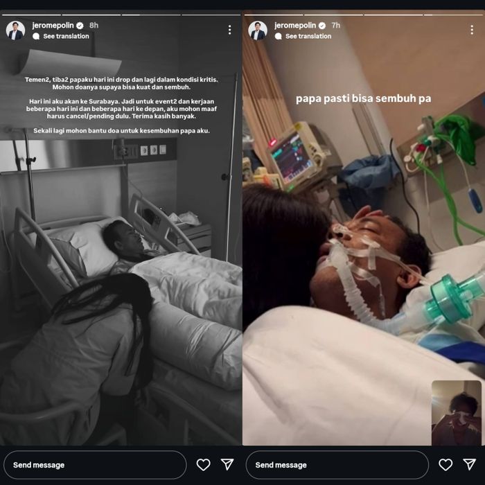 Jerome Polin menyampaikan kabar sang ayah dalam kondisi kritis.