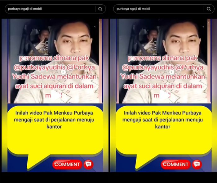 Menkeu Purbaya mengaji di dalam mobil saat terjebak macet.