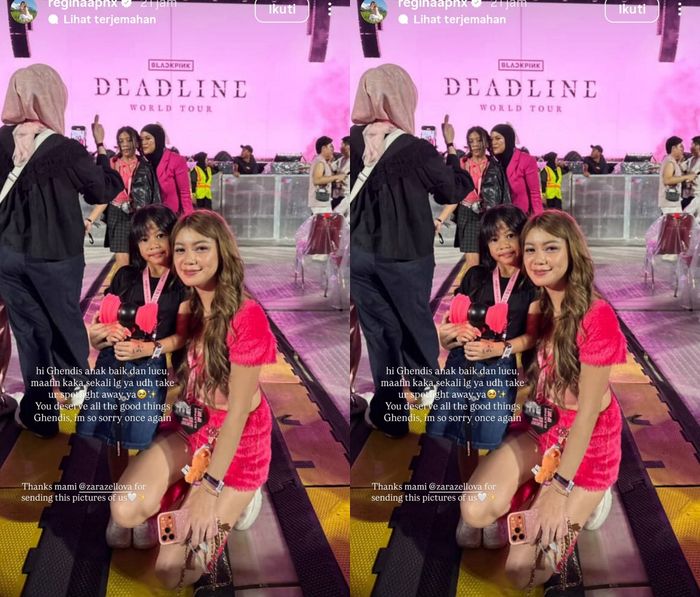 Unggahan Regina bersama BLINK cilik.