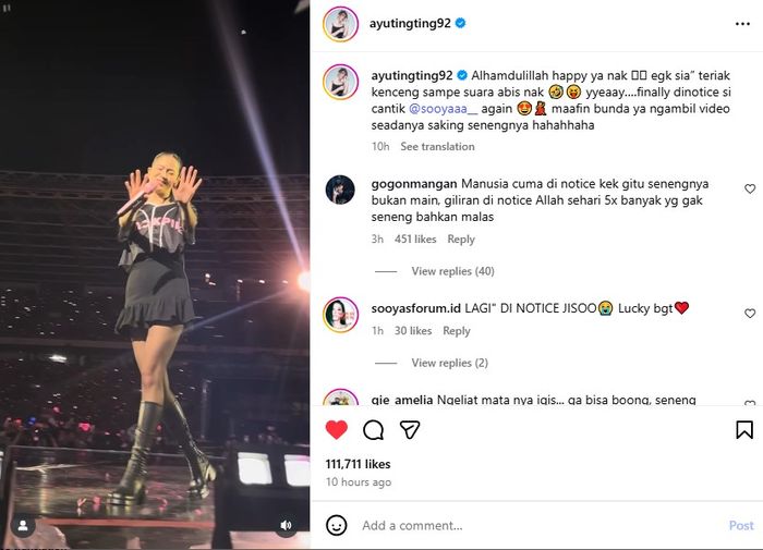 Jisoo notice Ayu Ting Ting dan putrinya