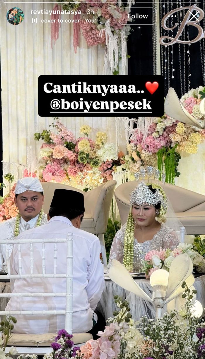 Momen pernikahan Boiyen dan sang kekasih, Rully Anggi.