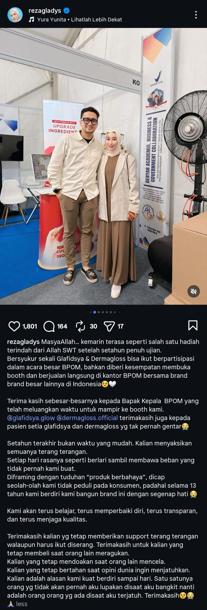 Postingan Reza Gladys