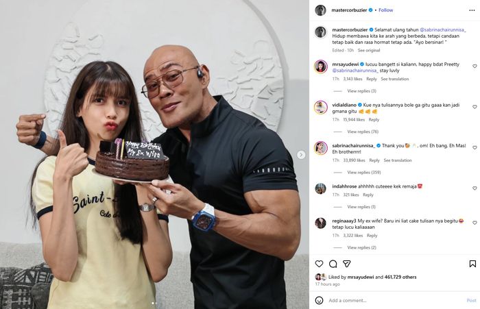 Momen Deddy Corbuzier memberi kejutan ulang tahun pada Sabrina Chairunnisa.