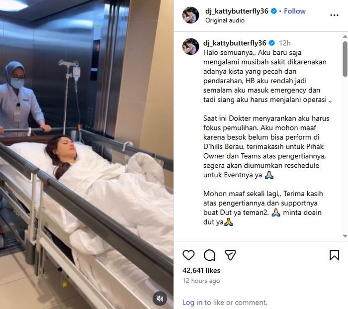 Momen DJ Katty Butterfly dilarikan ke rumah sakit