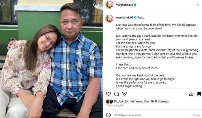 Ayah Marshanda meninggal dunia pada Sabtu, (29/11/2025) pukul 15.00 WIB. 