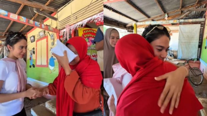 Azizah Salsha turun langsung ke lokasi banjir bandang di Padang dan beri bantuan Rp50 juta untuk pembangunan TK.