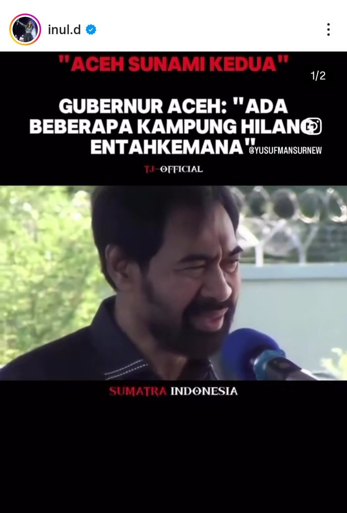 Unggahan Inul Daratista soal pejabat yang diduga pencitraan di tengah bencana banjir Sumatera.